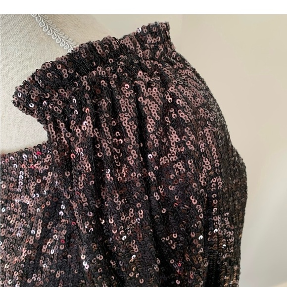 EUC Rock & Shine by Reitmans, dark copper/wine sequined shift dress XL/16 - Picture 3 of 8